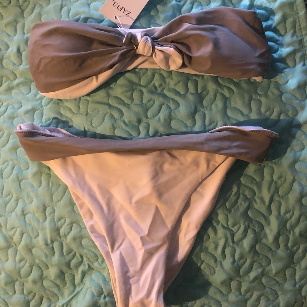 Zaful grey and white bikini